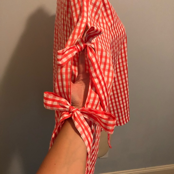 Gingham tie sleeve top by Style Mafia - Picture 4 of 7